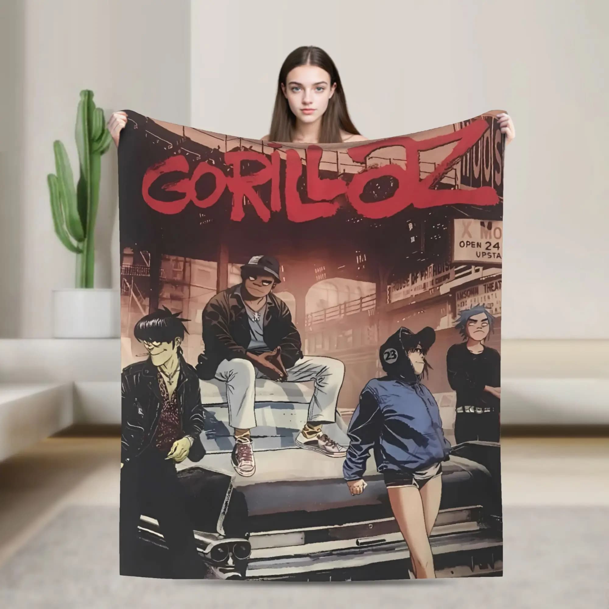 Music Band G-gorillazs Super Warm Blanket Picnic Plush Throw Blanket Pattern Couch Chair Flannel Bedspread Sofa Bed Cover