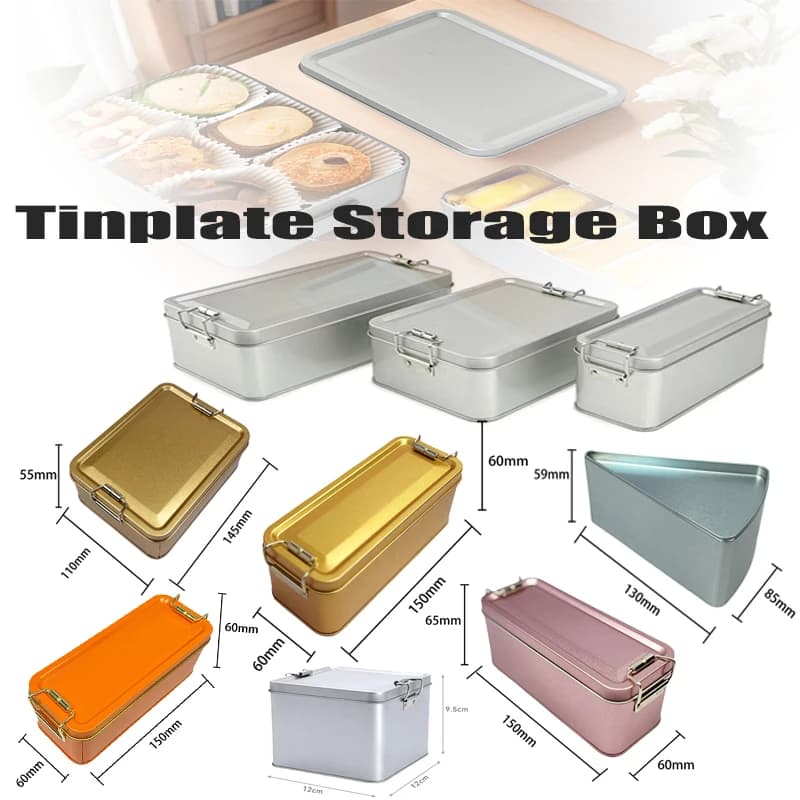 Rectangular Tinplate Cookie Tins Box With Lid Dustproof Home Kitchen Desktop Storage Tin For Candy Coffee Tea Jewelry Chocolate