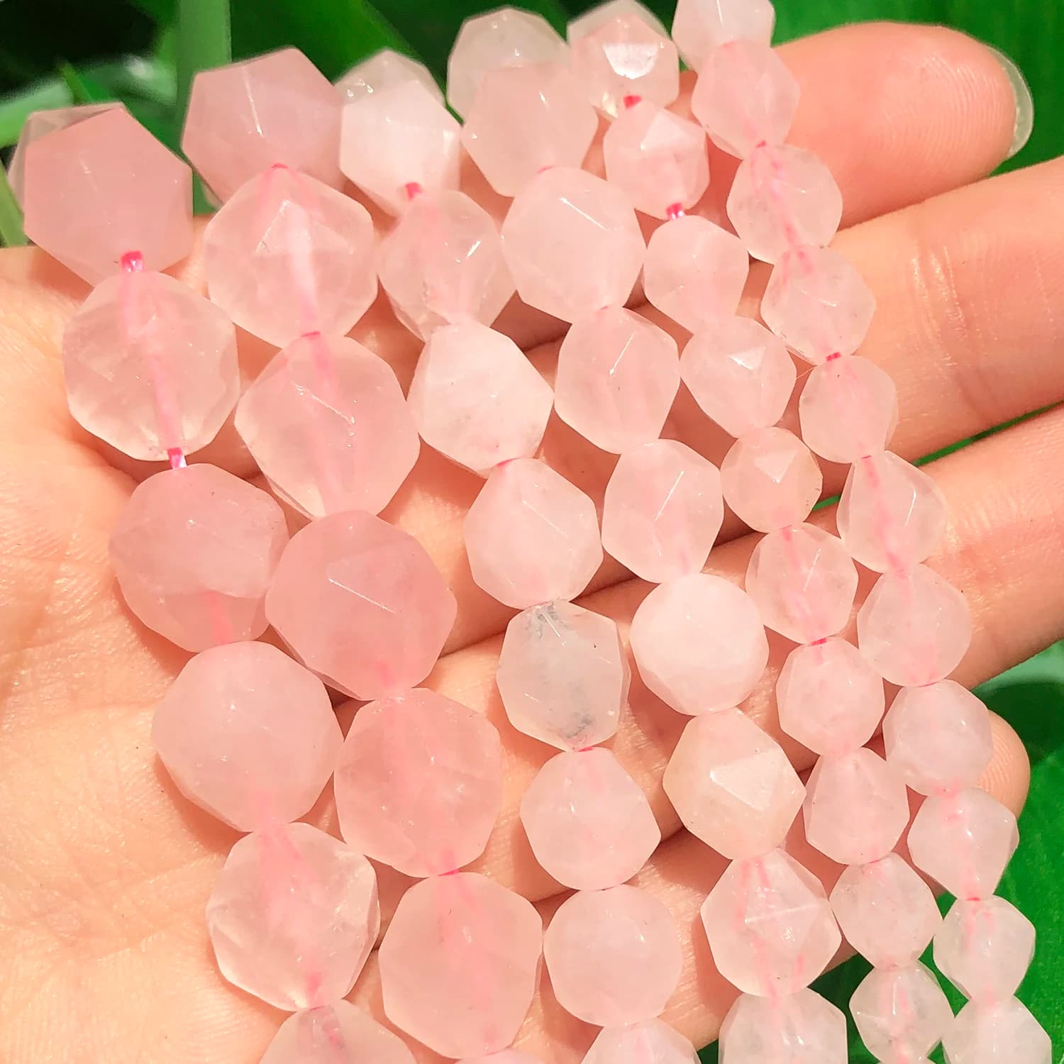 Natural Stone Faceted Pink Quartzs Crystal Loose Spacer Beads Diy Handmade Bracelet for Jewelry Making Accessories 15'' 6 8 10mm