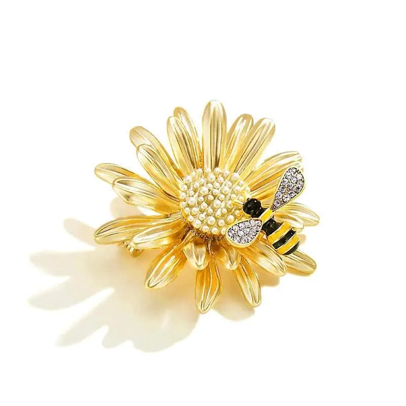 Elegante smalto ape girasole raccogliere dolce miele spille per le donne sciarpa cappotto animale fiore spilla Pin gioielli regali all'ingrosso