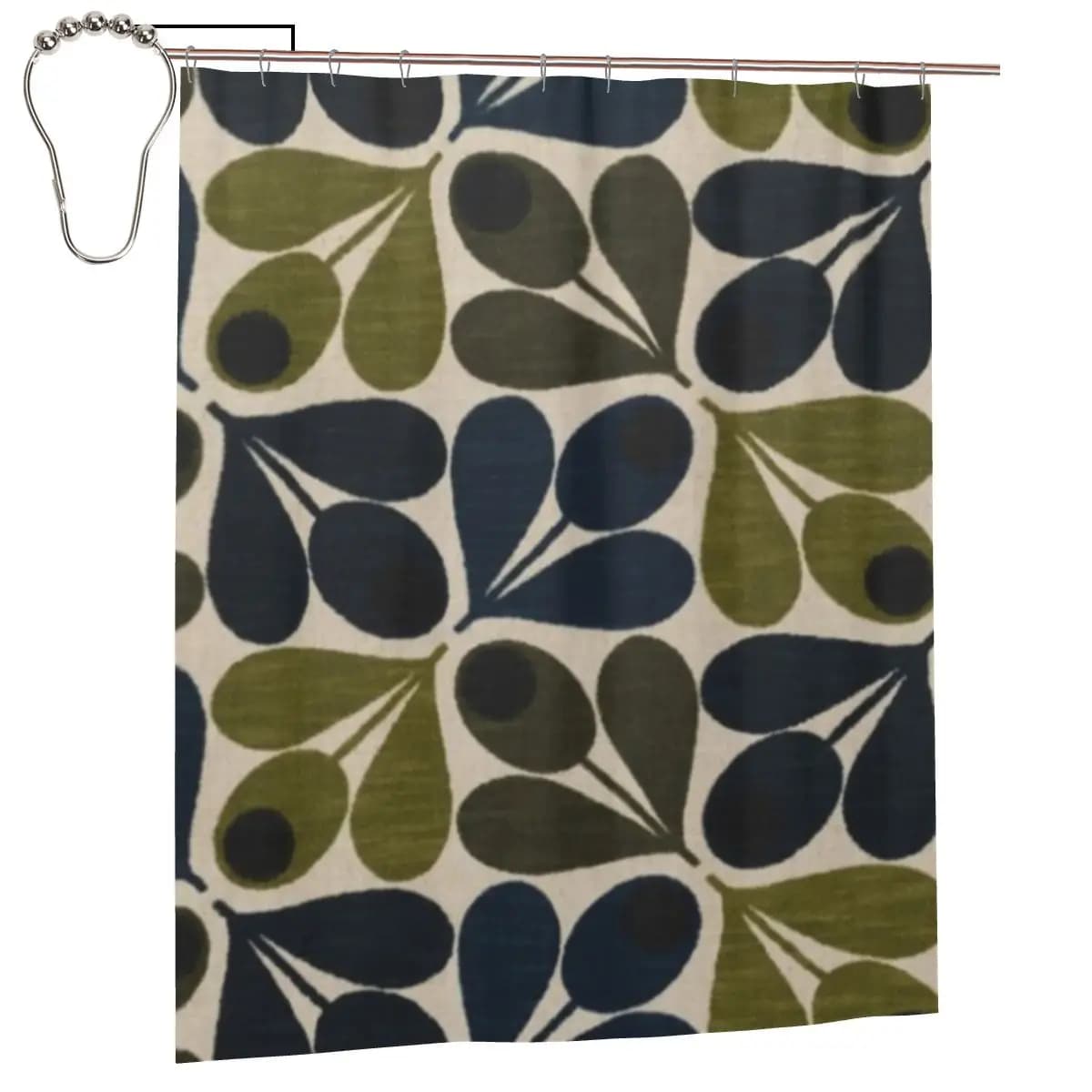 Tenda da doccia con disegno astratto Acorn - Orla Kiely Design, tende da bagno impermeabili in poliestere con ganci