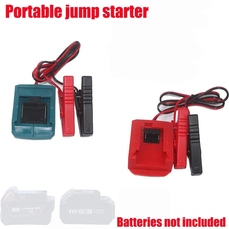 Avviatore d'emergenza portatile per auto, alimentatore di emergenza compatibile con batterie al litio Makita/Milwaukee 18V con cavi da 12 AWG