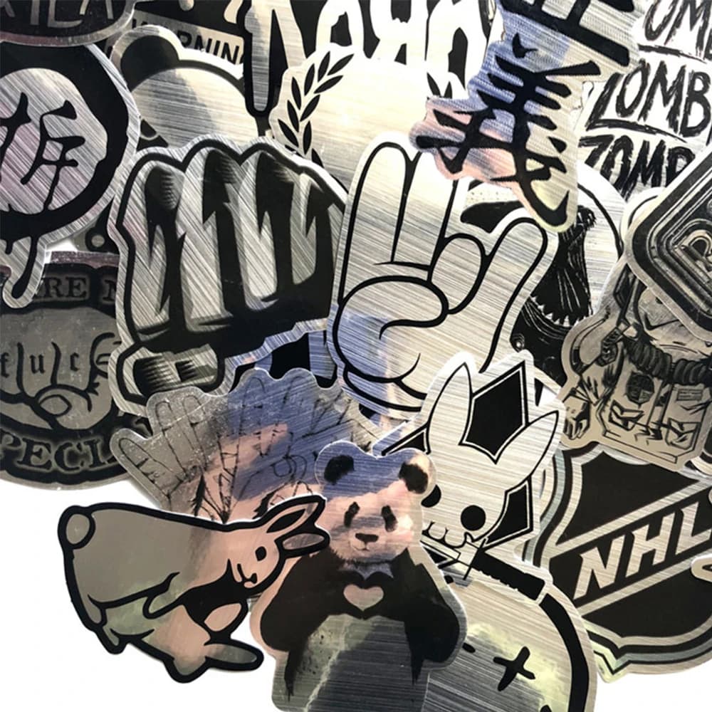 10/30/50/100pcs Imitazione Metallo Rock Band Logo Adesivi Confezioni Impermeabile FAI DA TE Skateboard Bagagli Laptop Chitarra Fresco adesivo Decor