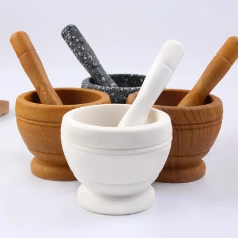 Set di Mortaio e Pestello in Resina per Cucina, Utensili per Macinare Aglio, Erbe e Spezie, Accessori per Ristoranti