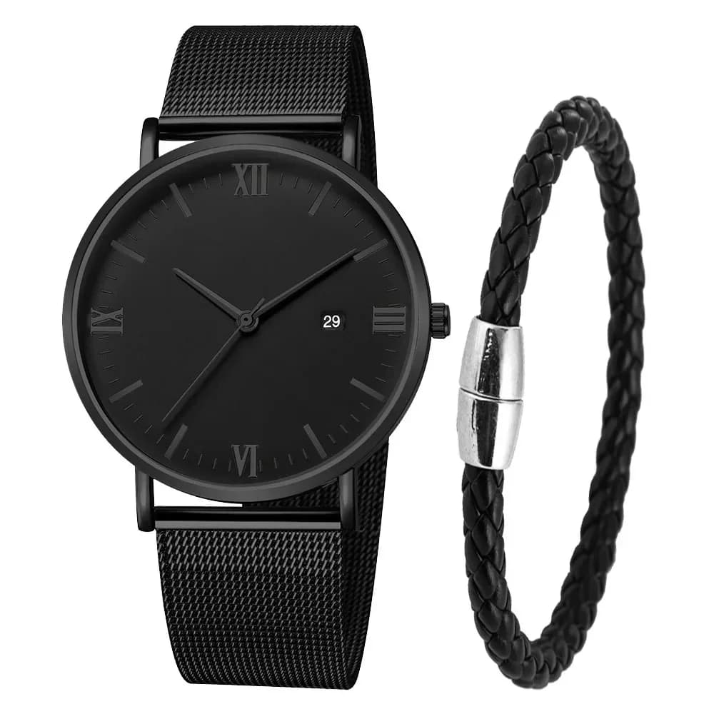 Men's Watch Ultra Thin Magnetic Bracelet Quartz Watch Men's Calendar Black Relogio Masculino Men's Waterproof Sports Watch