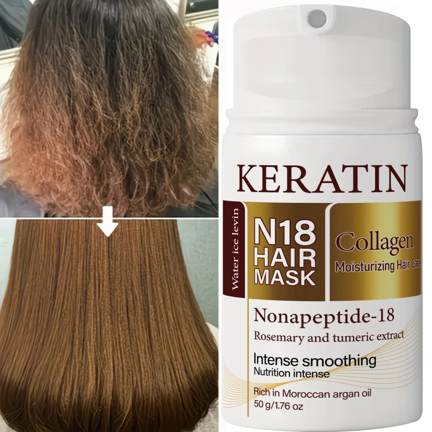 Daily Silky Repair Hair Mask N18 Keratin Nonapeptide-18 Collagen Moroccan Argan Oil Soften Heat Damaged Frizzy Hair 50g