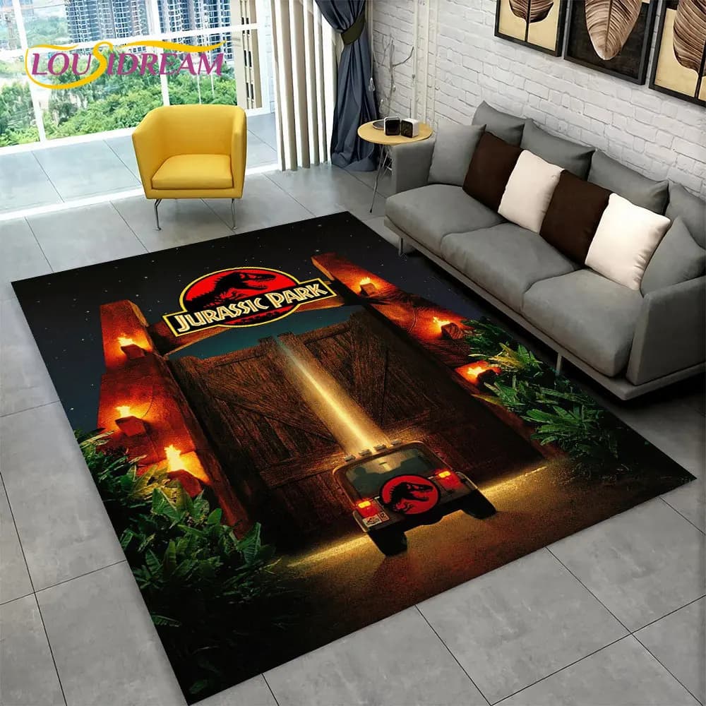 3D Cartoon Jurassic Park Dinosaur Area tappeto grande, tappeto per soggiorno camera da letto divano zerbino Decor, tappetino antiscivolo per bambini