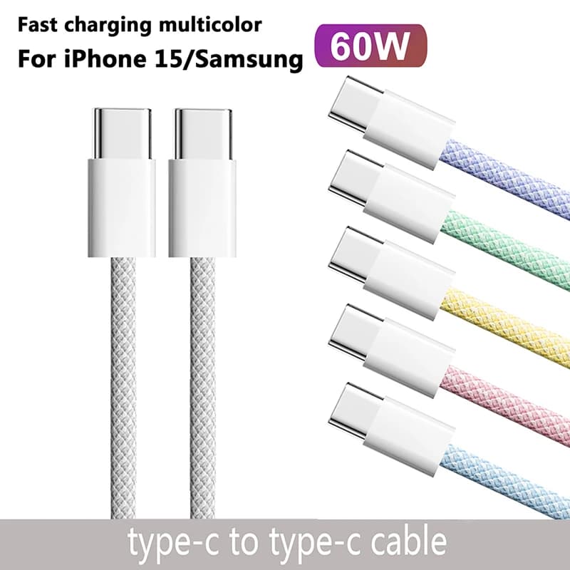 Cavo originale da tipo C a tipo C per Apple iPhone 16 15 Pro PD 60W Ricarica rapida per Samsung Xiaomi Accessori linea dati USB C