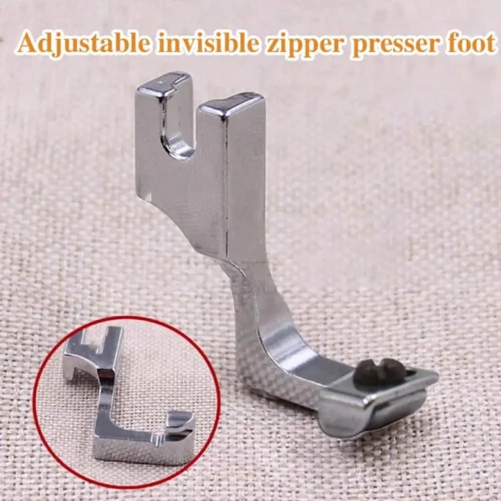 Metal Adjustable Presser Foot Single Needle Adjustable Invisible Zipper Presser Foot Sewing Machine Accessories Flatcar
