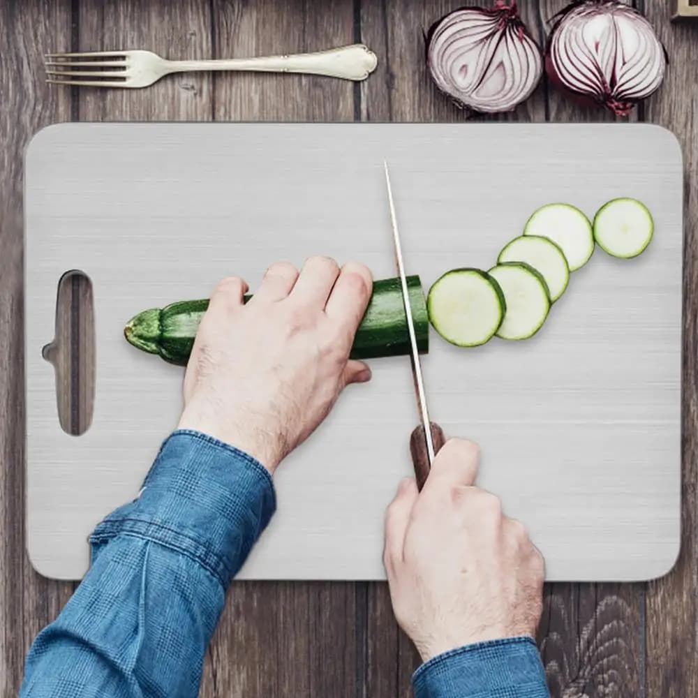 Tagliere in Acciaio Inossidabile 304 per Alimenti, Tagliere Sicuro per Frutta, Carne e Uso Quotidiano in Cucina