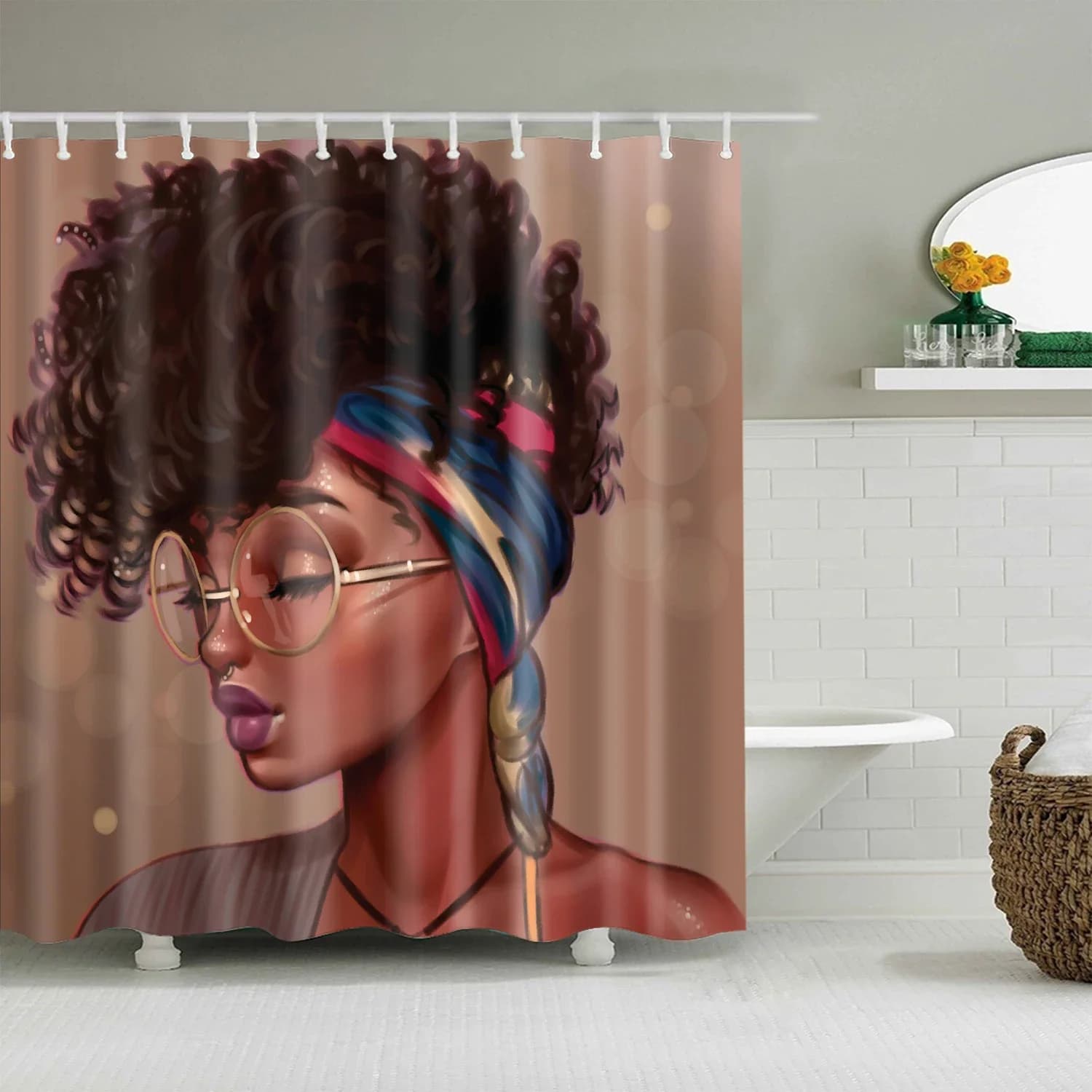 Tende da doccia impermeabili per donne afroamericane Tende da bagno per ragazze africane per decorazioni per la casa Tende da bagno in poliestere