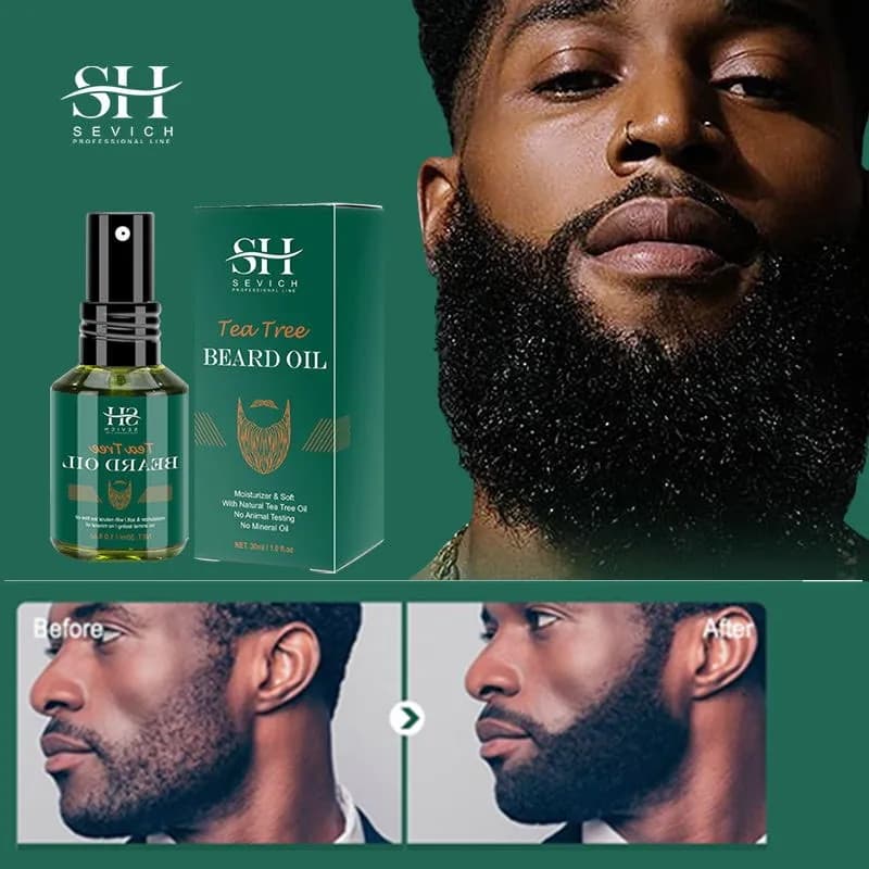 Sevich Tea Tree Grows Beard Oil Fast Effective Barba Growth and Clean Leather Beard Care Essence For Men 30ml