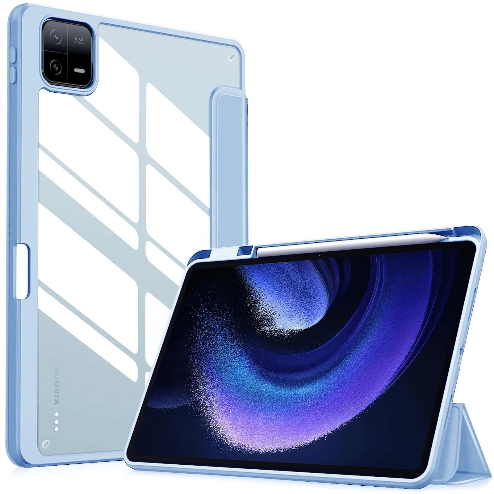 Per Xiaomi Mi Pad 6 5 Pro custodia per Tablet da 12.4 pollici portamatite supporto a tre ante custodia rigida in acrilico trasparente Mi Pad 5 6 Pro Flip Cover