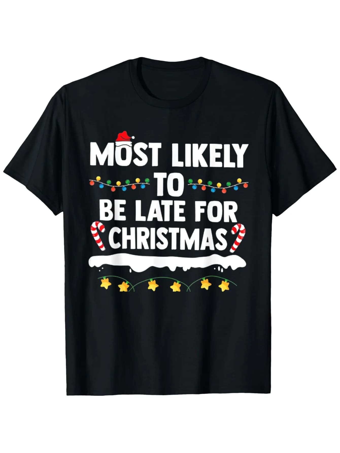 T-shirt "Finale per Natale" - 100% cotone S-3XL, stampa canna di zucchero nera/bianca