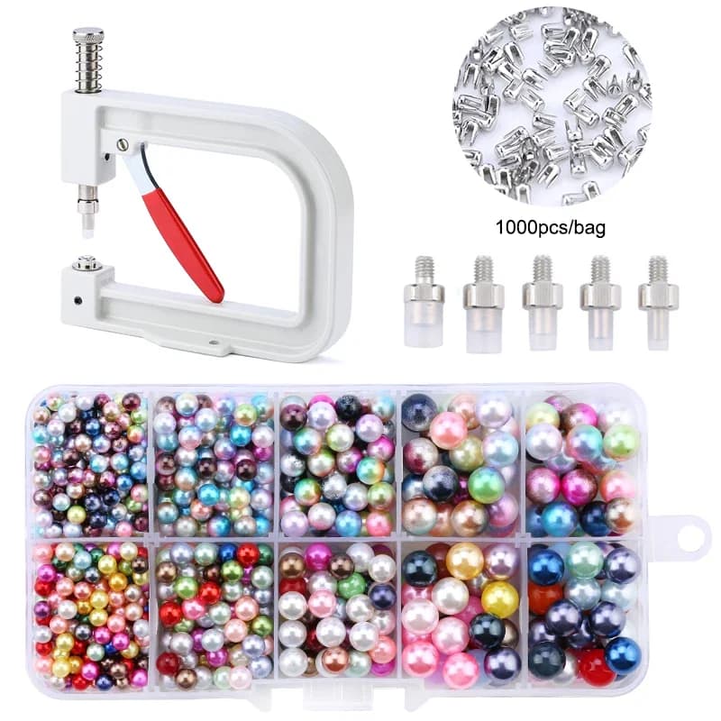 Macchine utensili per l'incastonatura di perle, bottoni con rivetti di perle Accessori per perline fatti a mano fai-da-te per cappelli/scarpe/vestiti/borse/gonne