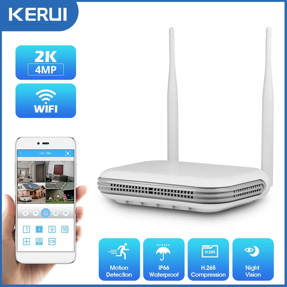KERUI 2K 4MP External Full HD Security WIFI Icsee HDD 2.5 inch IP Camera Match For Wireless MINI 8CH NVR Host System