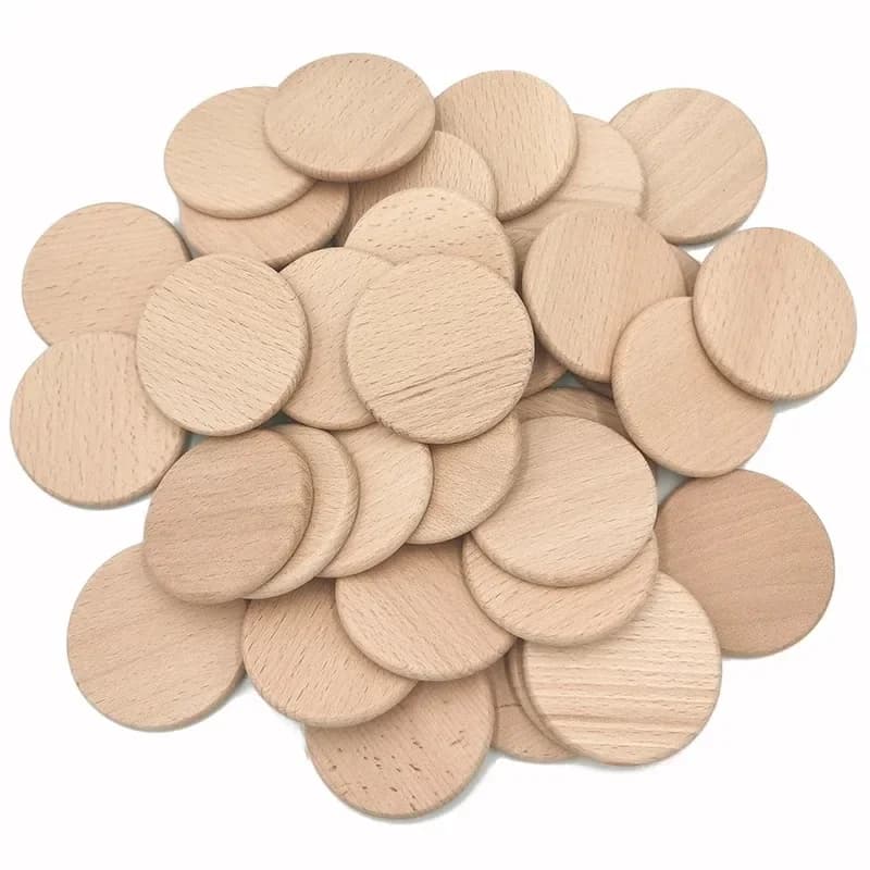 50 Pezzi Cerchi in Legno Grezzo Rotondi, Monete in Legno per Progetti Artistici e Artigianali, Pezzi per Giochi da Tavolo, Ornamenti