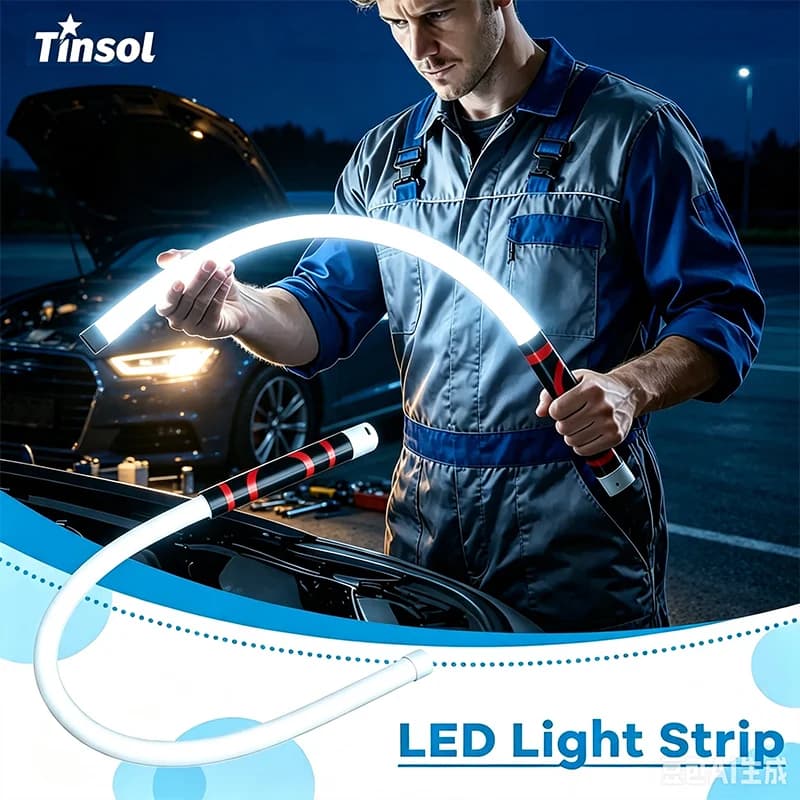 TINSOL Portable flexible silicone LED light strip, high-lumen LED flashlight stick, professional work light for car repairs
