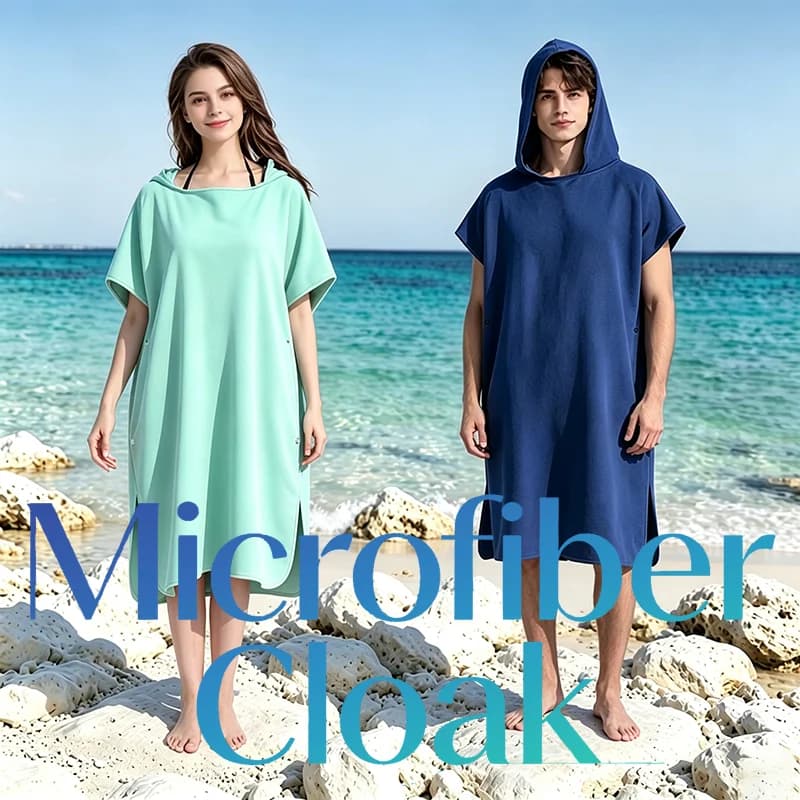 Microfiber Hooded Towel Poncho Quick Dry Absorbent Sand Free Soft Lightweight Beach Surf Swim Pool Travel Outdoor Durable
