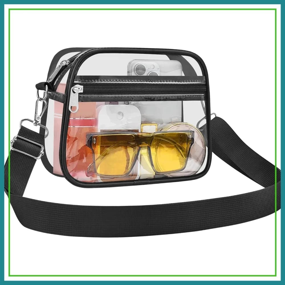 Clear Stadium Bag for Sports Events, Concerts, Festivals - Adjustable Strap Handbag for Women