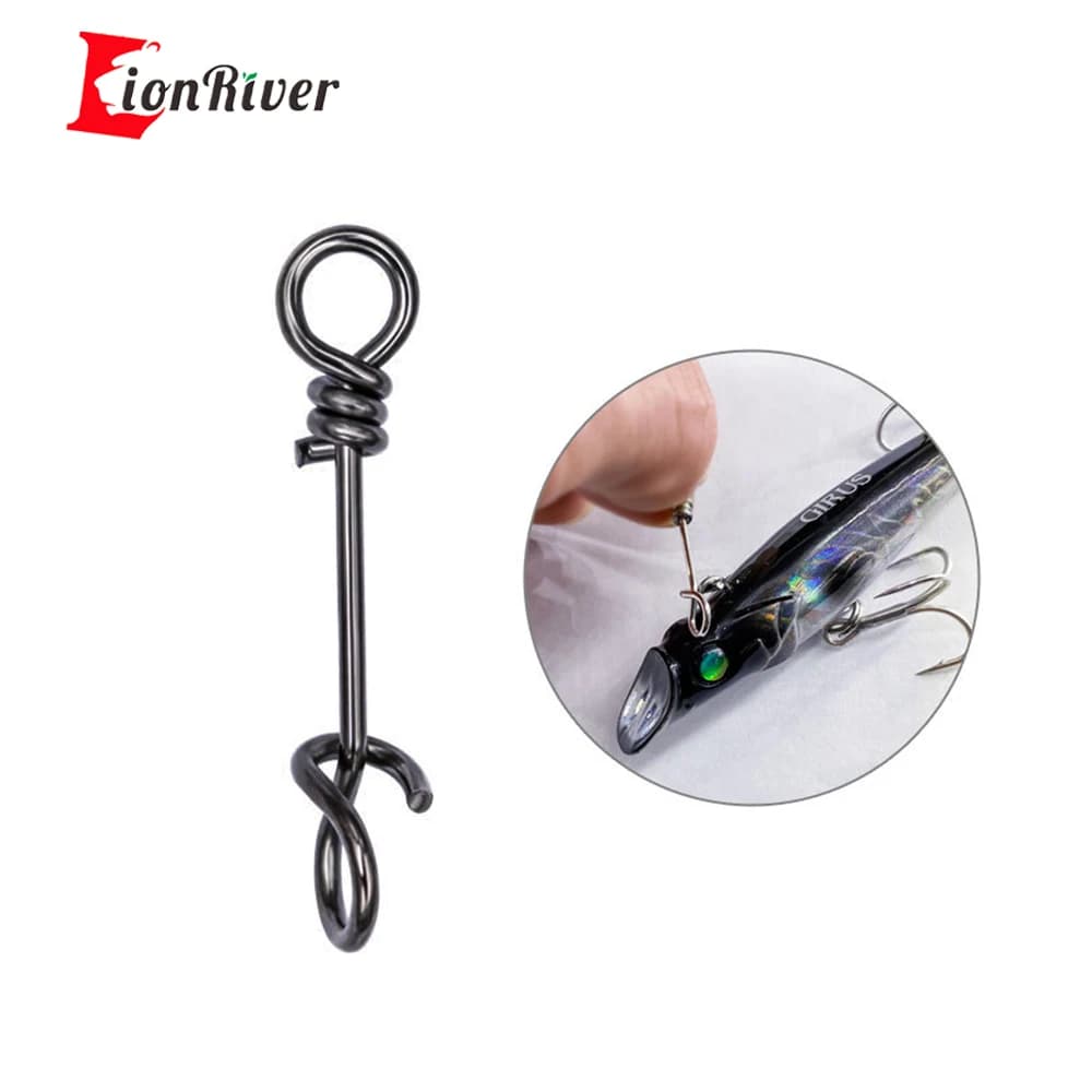 LIONRIVER 100 pcs Clip to Stainless Steel Fishing Spring Reinforcing Quick Change Fishing Rig Connector Accessories