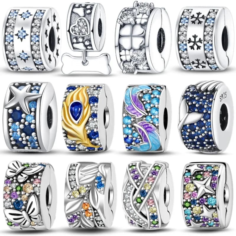 S925 Sterling Silver Fibbia fissa Serie Stella Quadrifoglio Pendenti e Ciondoli Misura 3MM Braccialetto Perline FAI DA TE Per Le Donne Gioielleria Raffinata Regalo