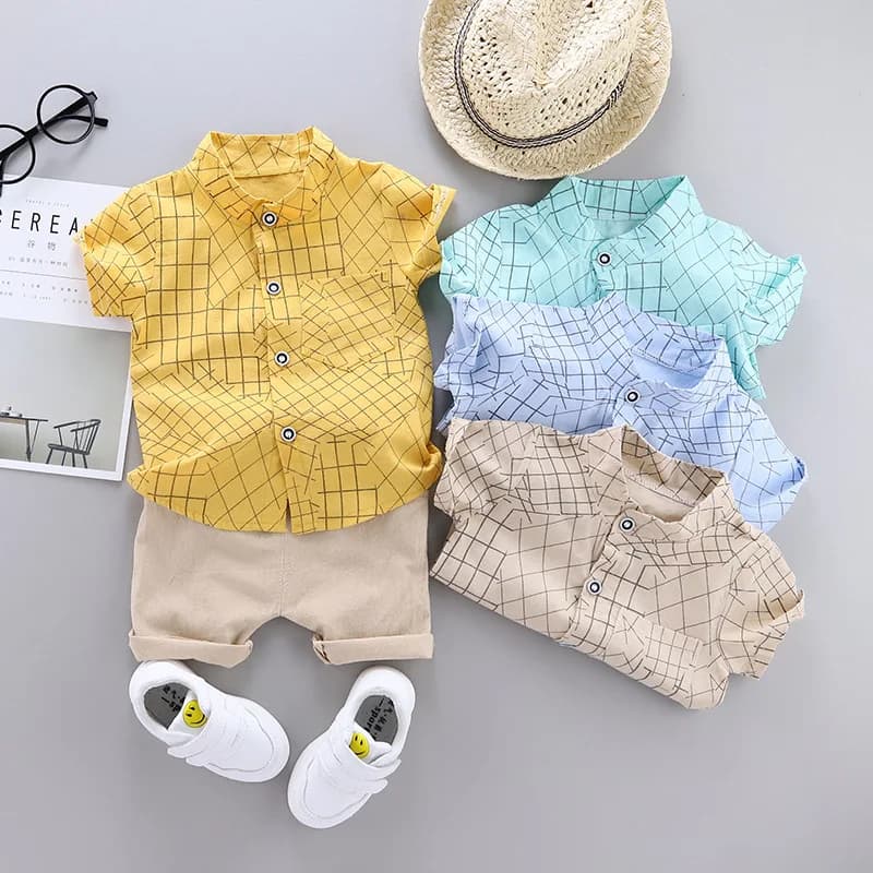 2024 Estate Abbigliamento Casual Moda Baby Boy Suit Set Top Shorts 2PCS Set di abbigliamento per bambini per ragazzi Abiti per neonati Abbigliamento per bambini