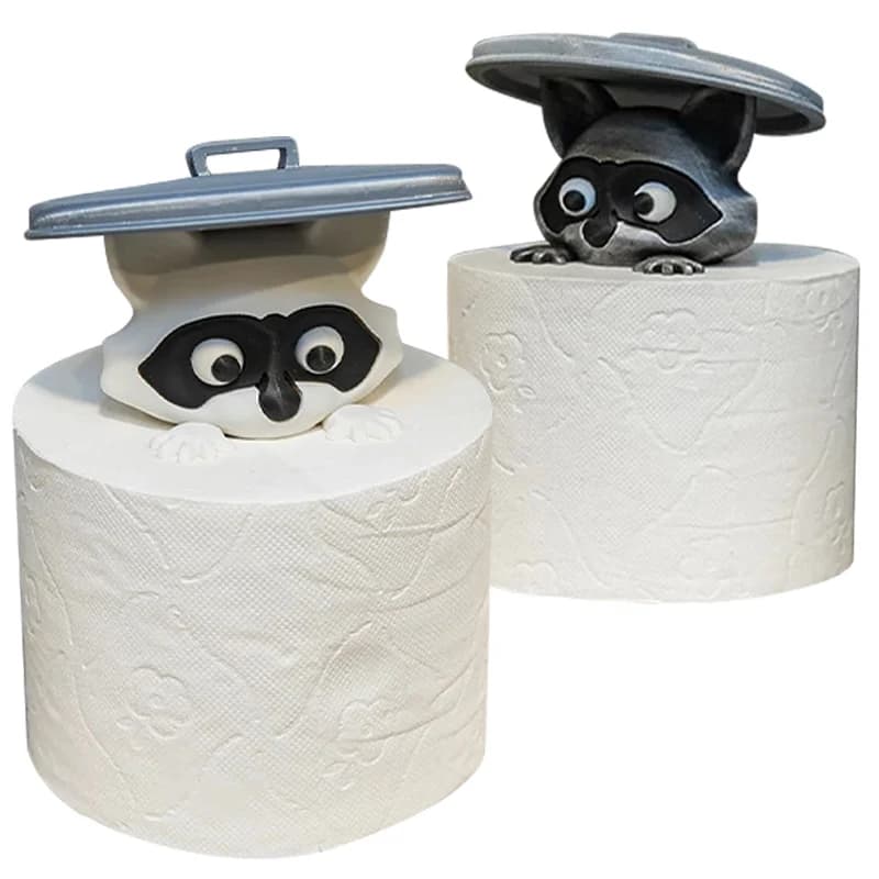 Adorabile porta carta igienica con procione stampato in 3D, decorazione per il bagno con coperchio, regalo ideale per gli amanti dell'umorismo, decorazione per il bagno con procione