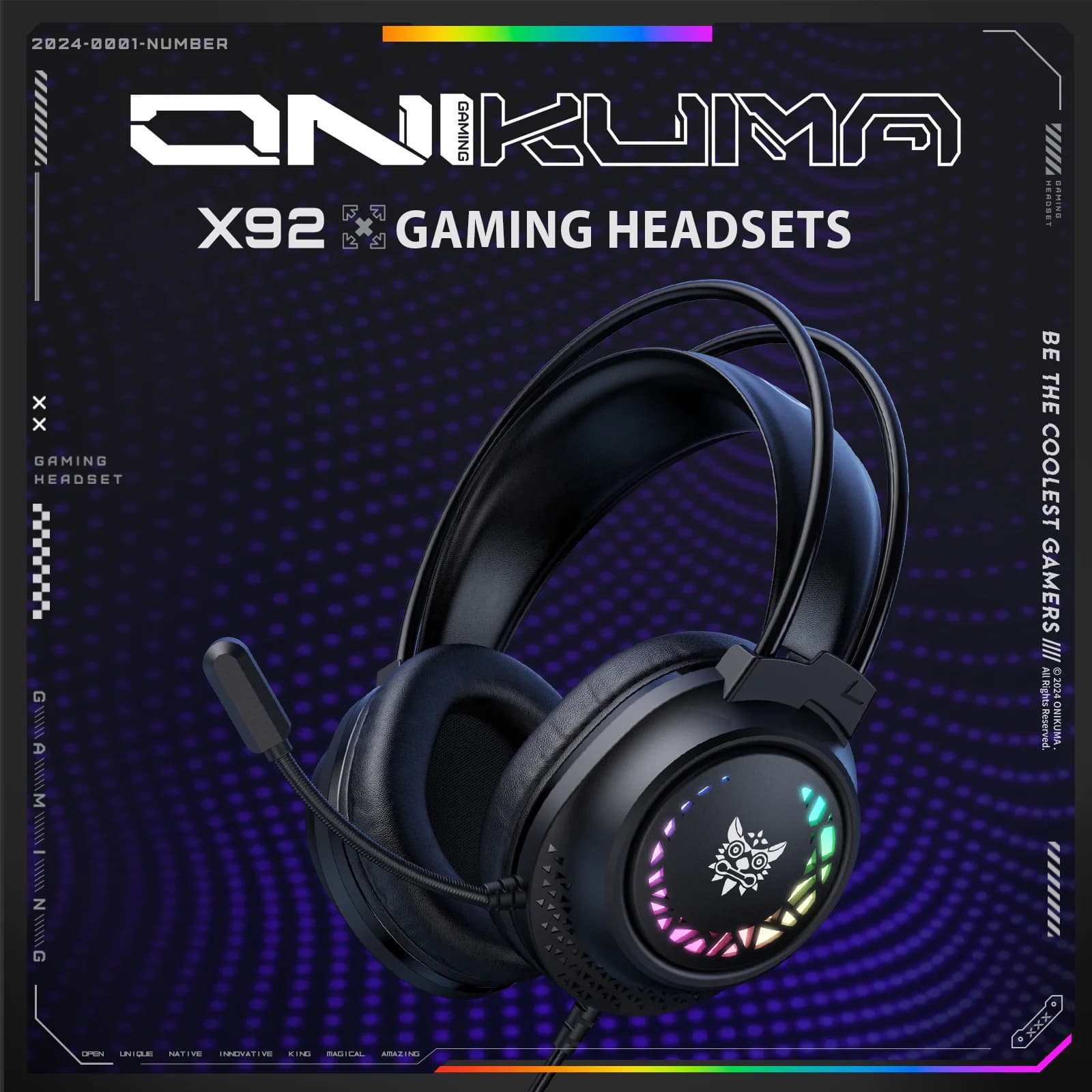 ONIKUMA X92 Play Headphones Hi-Fi surround sound/ USB sound card for PC wired gaming headphones
