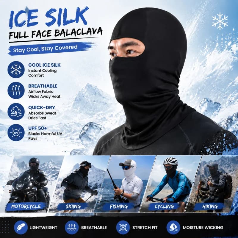 Motorcycle Balaclava Face Mask Men Women Windproof Full Face Cover Breathable Cooling Mask For Cycling Running Hiking Gear