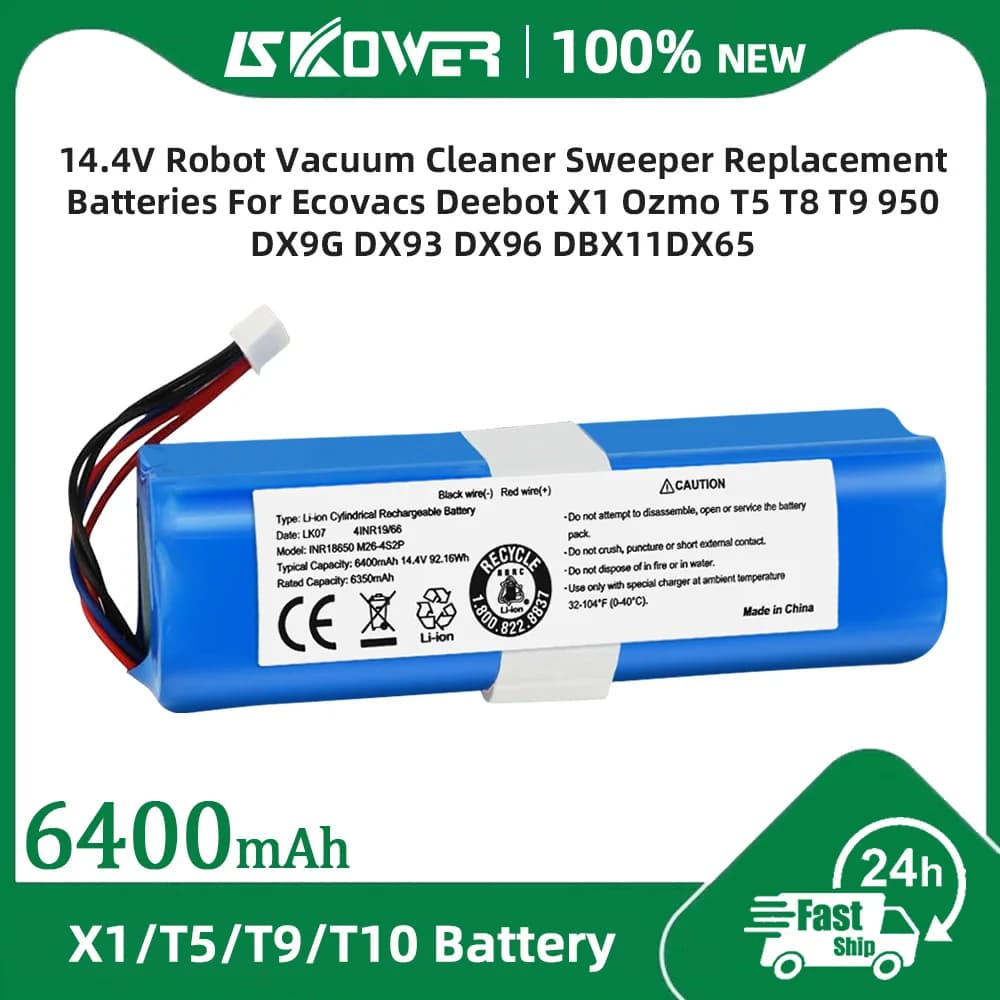 SKOWER Robot Battery for Ecovacs Deebot Ozmo 950 T5 T8 T9 Aivi T10 T20 X1 Omni DX93 DBX11 DX65