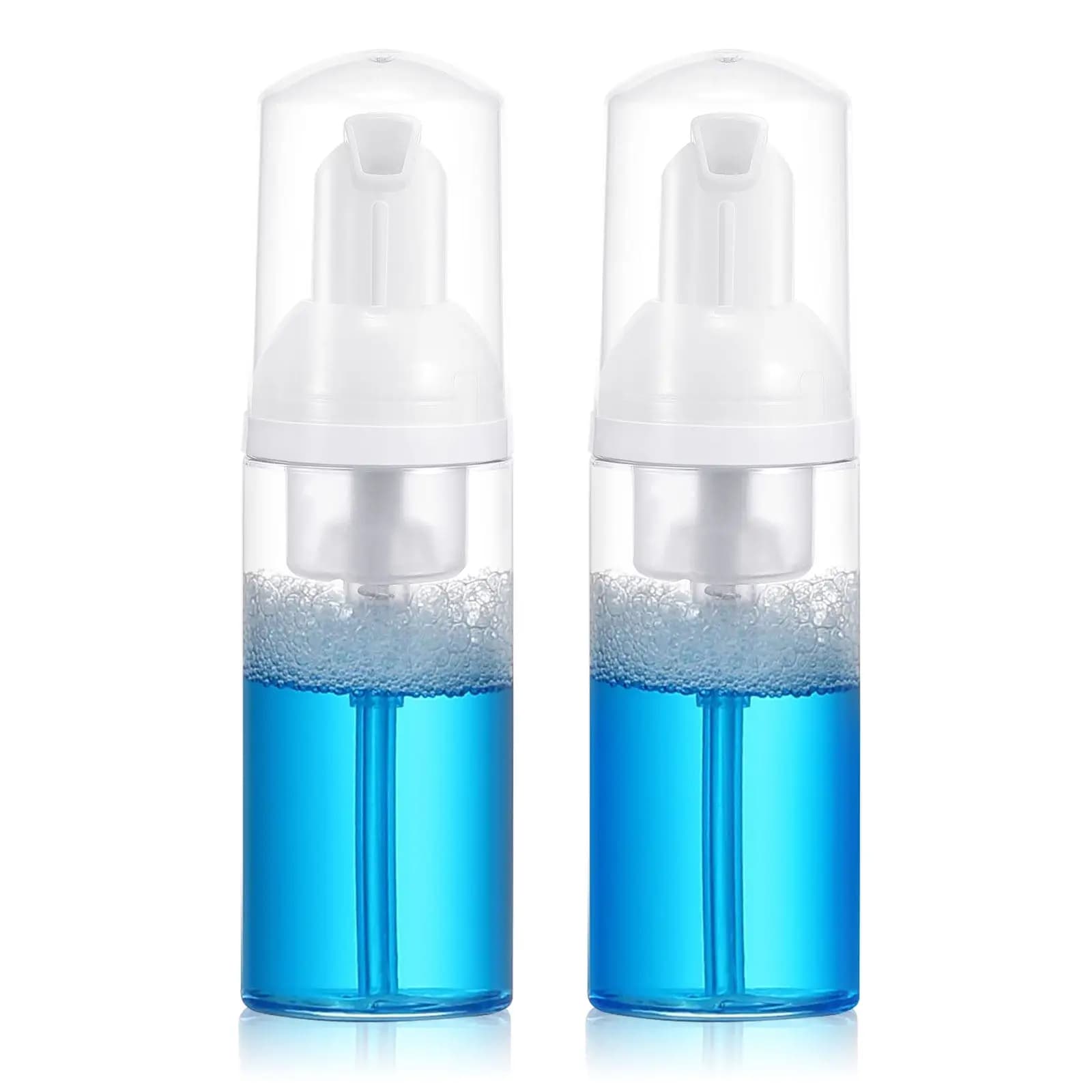 2 flaconi vuoti trasparenti riutilizzabili, contenitori da viaggio, mini dispenser con pompa per sapone schiumogeno, portatile, per sapone liquido e shampoo