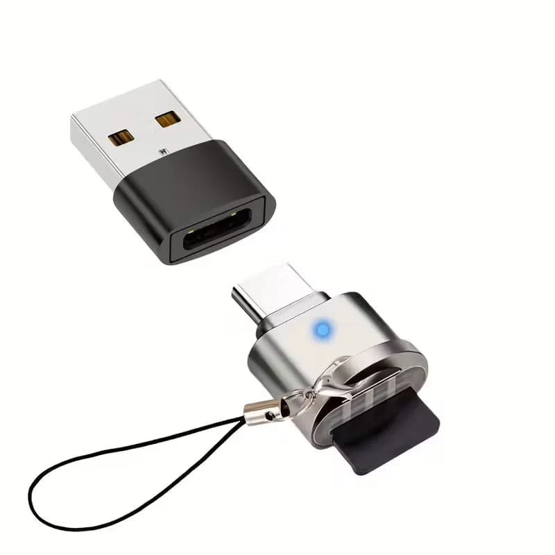 Lettore di schede SD da USB C, compatibile con schede Micro SD, include un adattatore USB e un cordino, progettato per l'uso con laptop, Ma