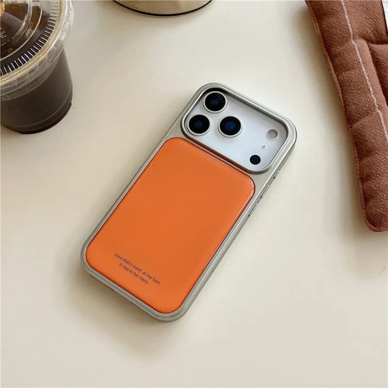 Cover per iPhone 17 AIR 16 15 14 13 12 11 PRO MAX PLUS in Argento Placcato con Gocce di Colla, Semplice, Arancione, Anti-Caduta e Anti-Polvere