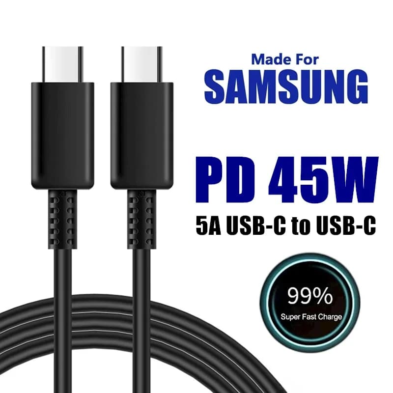 Cavo di ricarica super veloce PD 45W 5A doppio USB C per Samsung S22 S23 S24 Plus Nota 20 Ultra A53 A54 A55 Cavo dati di ricarica rapida 2m