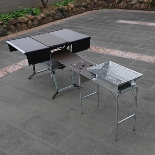 Cucina da campeggio in alluminio e cucina per camper Bulin C650-BBQ Tavolo da picnic attrezzato per esterni Fornello da campeggio pieghevole Cucina mobile da campeggio