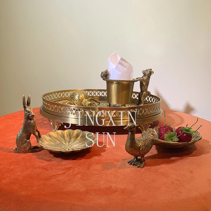Home living room coffee table all-copper fruit plate dried fruit plate, creative luxury model room club handicraft ornament