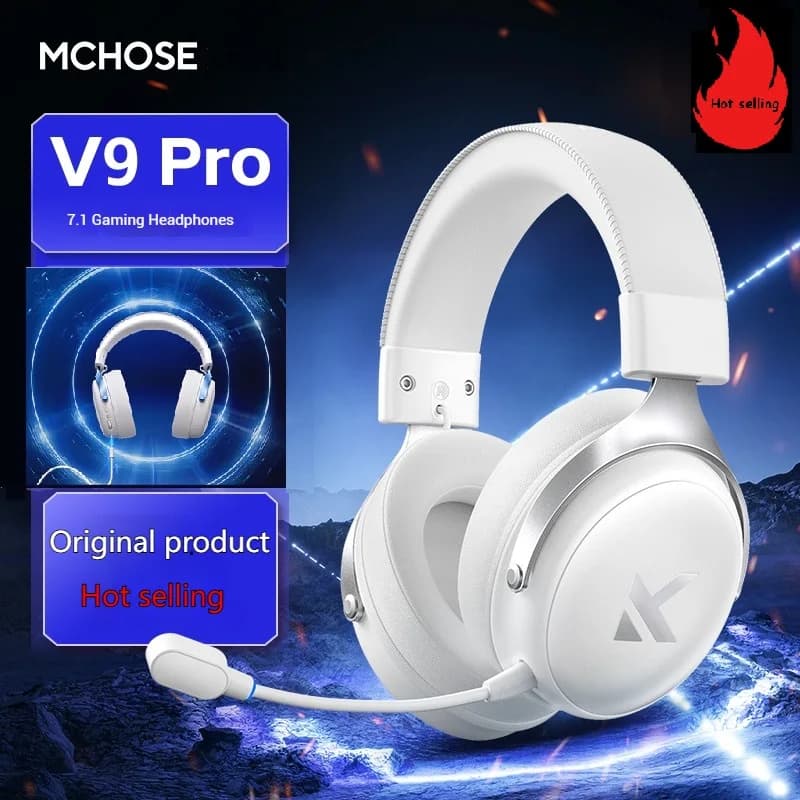 MCHOSE V9 Pro Wireless gaming headphones Light headphones with surround sound 7.1 Microphone with noise cancellation Low latency