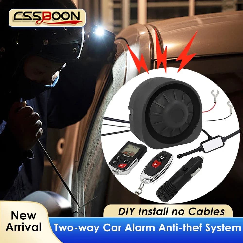 Sistema di Allarme Auto Bidirezionale con LCD, Sensore Wireless, Sirena a Vibrazione, Avviso Apertura Porte e Bagagliaio, Installazione Fai-da-Te, Nuovo Sistema di Sicurezza per Auto
