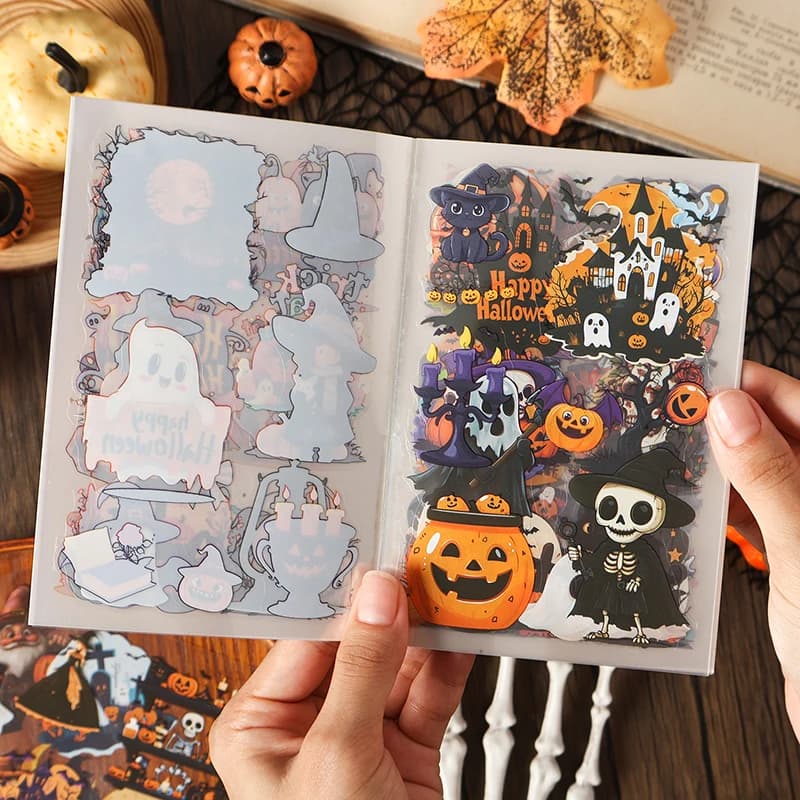 20Pcs/Pack Halloween Castle Series Stickers Books Material Perfect for Journaling Diy Scrapbooking Supplies