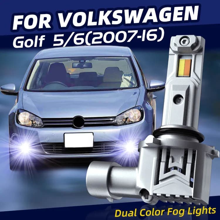 2xCar LED Fendinebbia Anteri Lampadine Double Colors Switchback For Volkswagen VW Golf 5 6 2009 2010 2011 2012 2013 2015 2016
