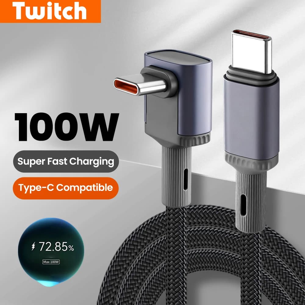 Cavo USB C a Type C PD100W per Ricarica Super Veloce 90W ° Cavo dati angolato USB-C per iPhone 15 16 17 Samsung iPad Laptop Huawei