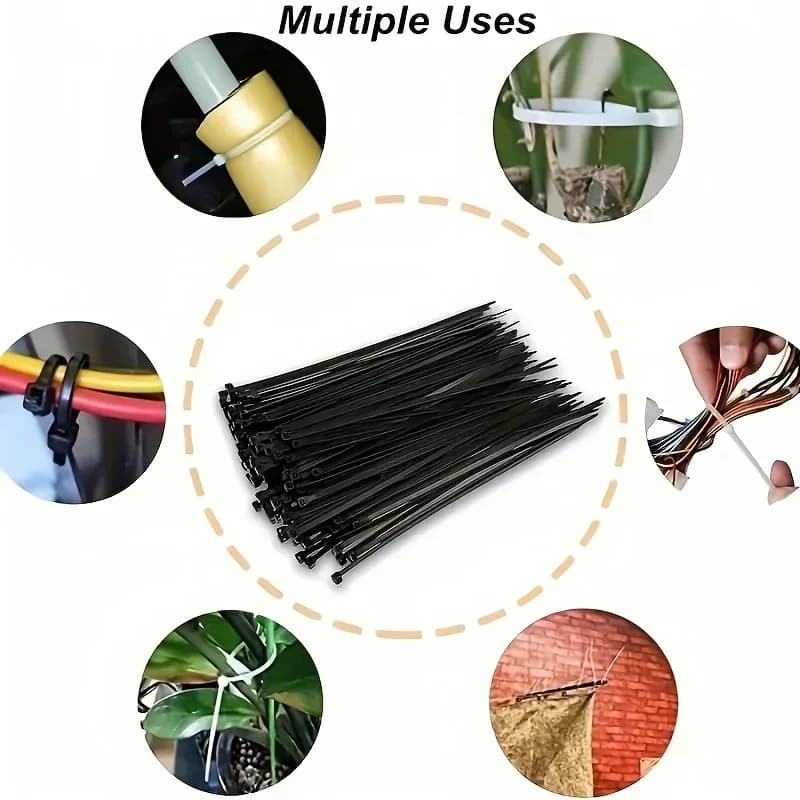 100-1000 Pezzi Fascette Autobloccanti in Nylon Colorate, Organizzatori per Cavi, Fili, Giardinaggio, Casa, Ufficio, Officina, Riutilizzabili