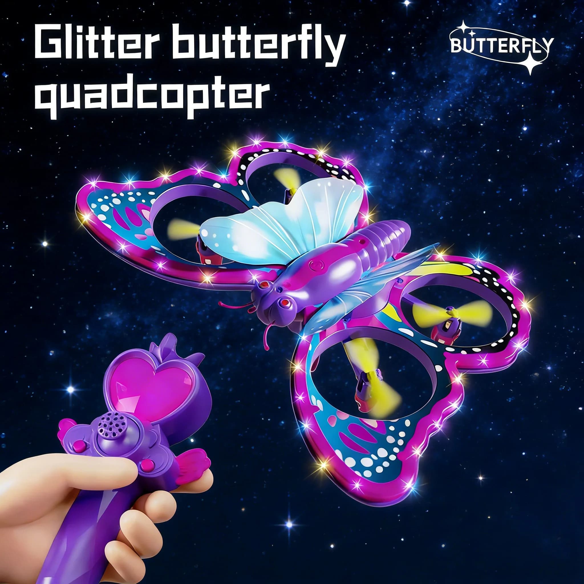 V40 Glitter Butterfly RC Air 2.4G Snail EPP remote controlled with LED Air Toy Air Gifts simple for indoor and outdoor
