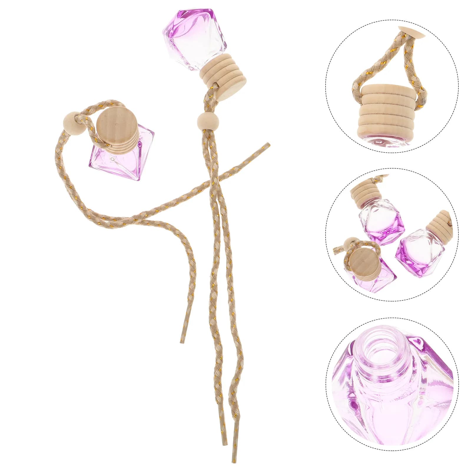 Set di 5 Diffusori per Auto da Appendere, Bottiglia da 8ml per Oli Essenziali, Aromaterapia, Deodorante per Auto, Decorazione per Auto
