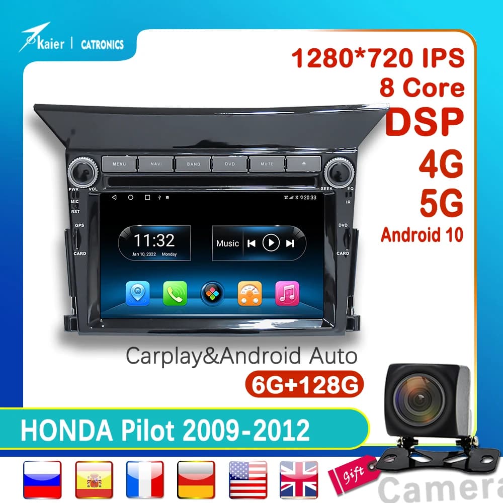 CATRONICS Lettore DVD per Auto Android 11 DSP Octa Core per Honda Pilot 2009-2013, Radio Stereo Multimediale con Navigazione GPS