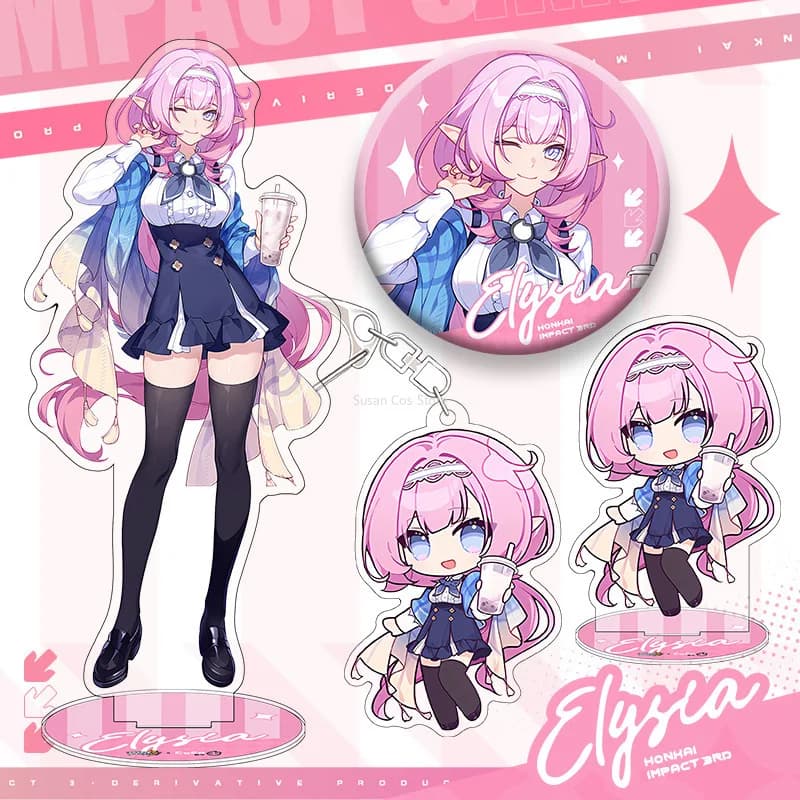 Honkai Impact 3rd x COCO Joint accessori per giochi set a tema Cosplay Elysia Kiana Stand Badge portachiavi Anime Cartoon Xmas Gift Box