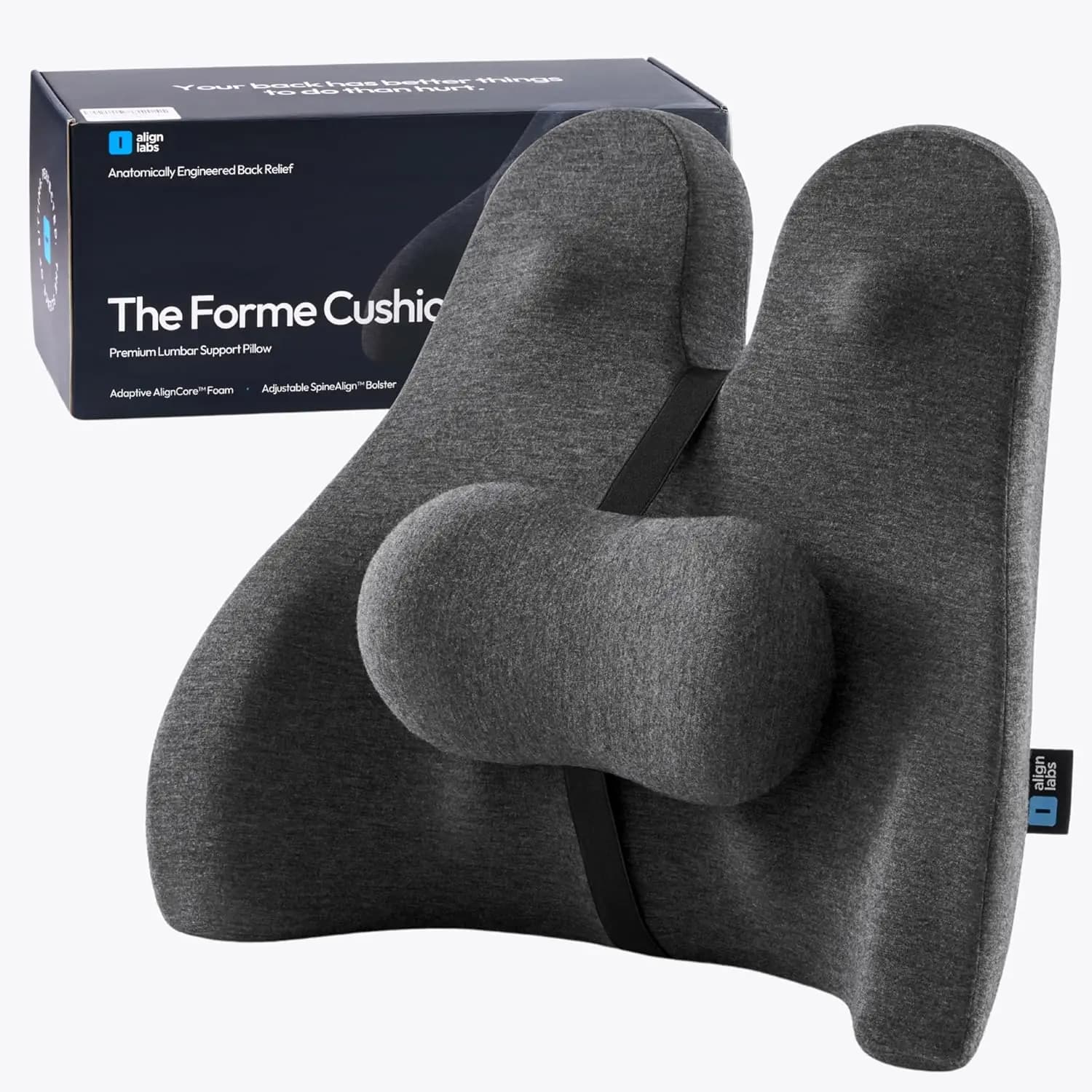Cuscino Lombare Regolabile per Sedia da Ufficio, Auto, Divano - Supporto in Memory Foam per il Sollievo dal Dolore alla Schiena con Doppie Cinghie, Grigio Scuro