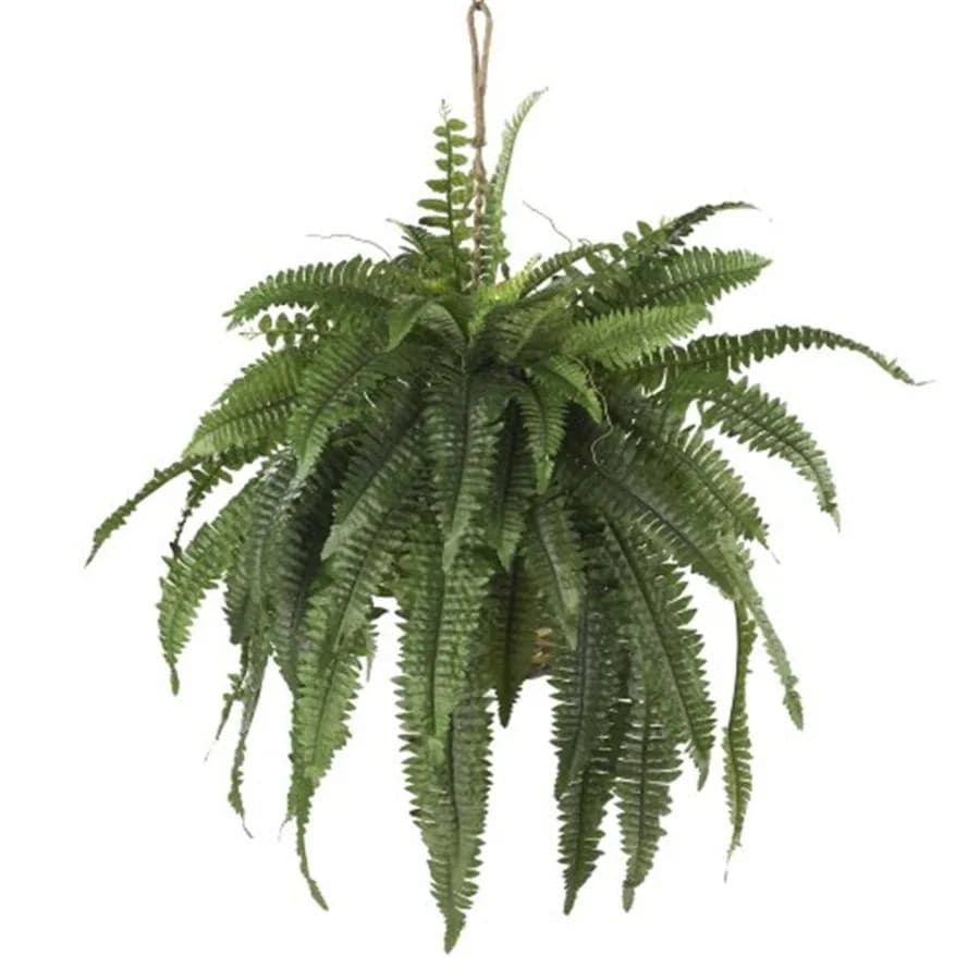 22" Large Boston Fern Artificial Plant in Hanging Basket Green