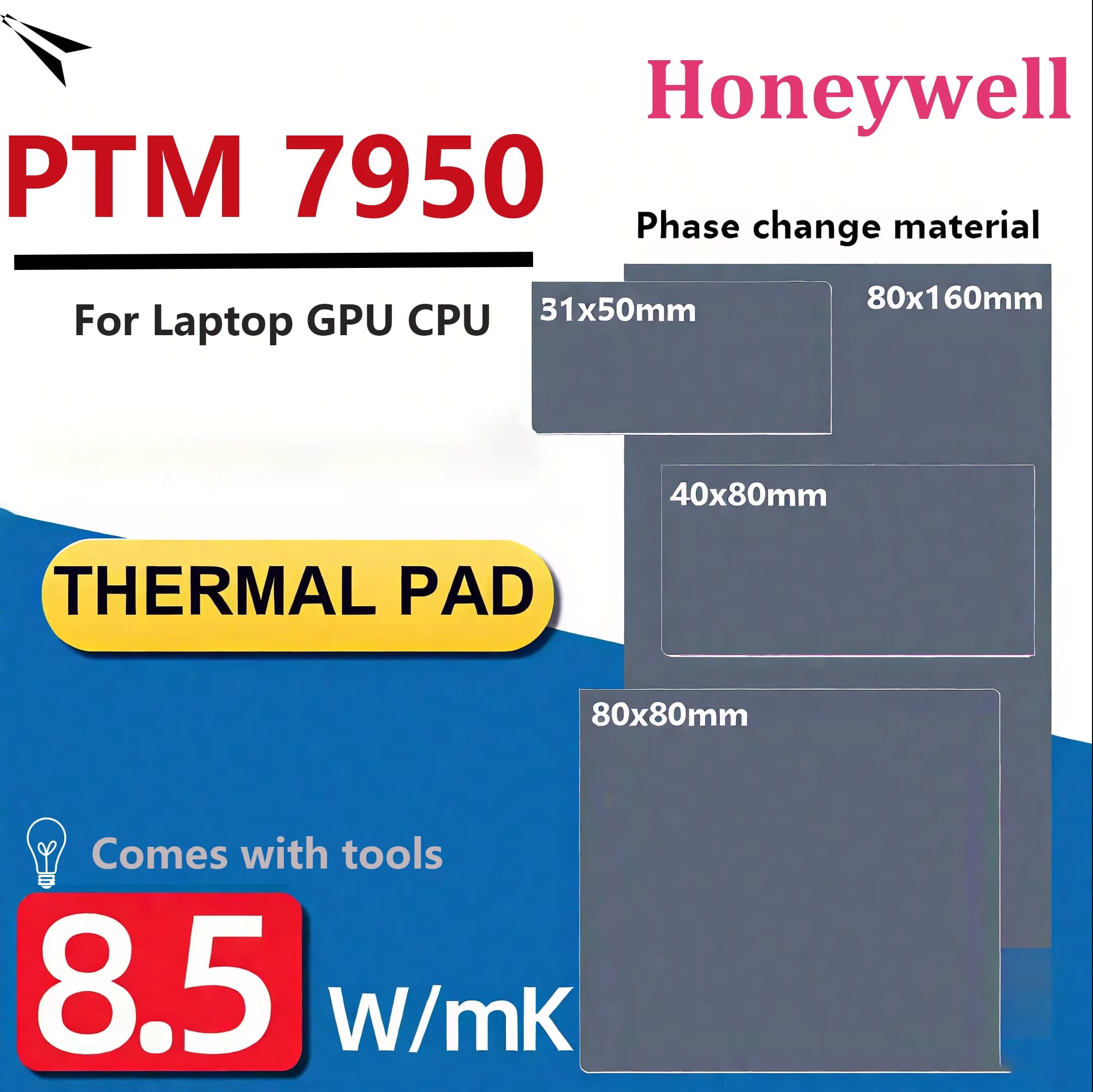 Honeywell PTM7950 Cambio di fase Pad 8,5 W/mk Grasso termico Materiale Laptop/CPU/GPU Dissipatore di calore Raffreddamento Pasta termica conduttiva